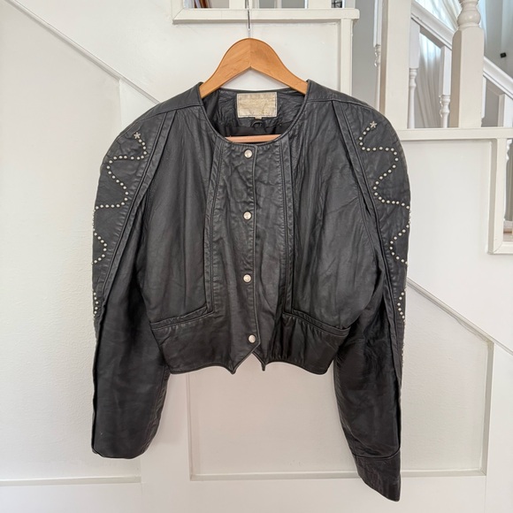 Joseph Alexander Jackets & Blazers - Joseph Alexander Vintage Black Studded Leather Jacket size 8